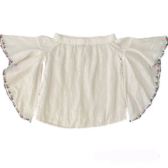 Zara Woman Boho White Linen Top Tassel Angel Wings Blouse Women’s Size XS - Picture 1 of 5
